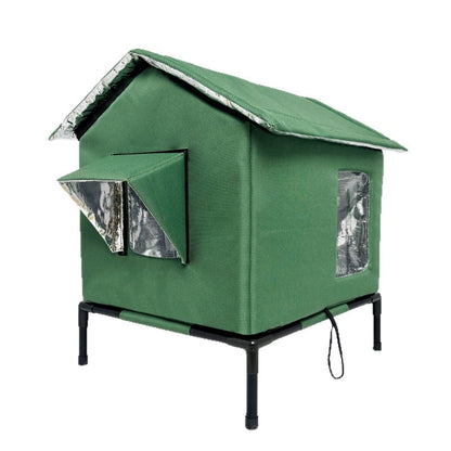 🎁🐈 All-Weather Elevated Outdoor Cat House – Waterproof Oxford Cloth, Thermal Aluminum Lining & Foldable Design 🌧️
