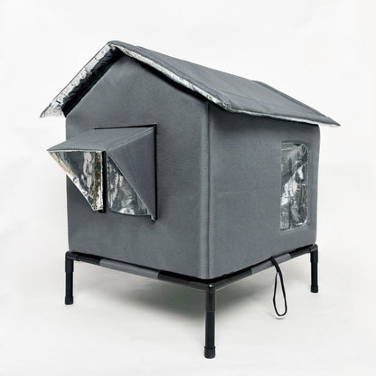 🎁🐈 All-Weather Elevated Outdoor Cat House – Waterproof Oxford Cloth, Thermal Aluminum Lining & Foldable Design 🌧️