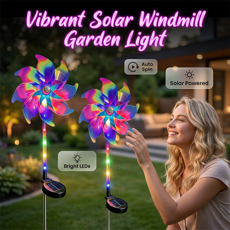 Solar Powered Rainbow Pinwheel Garden Light