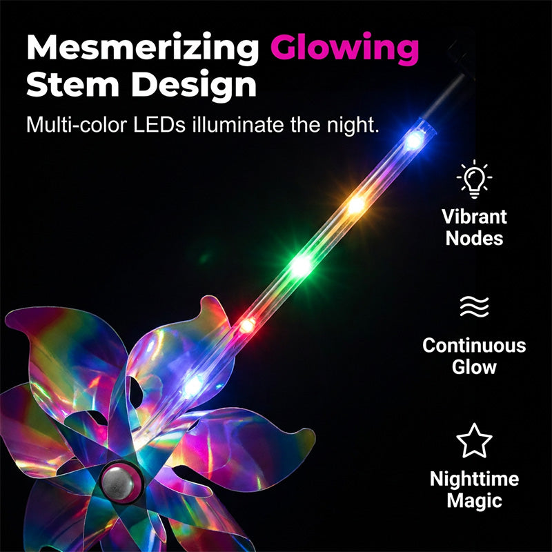 Solar Powered Rainbow Pinwheel Garden Light