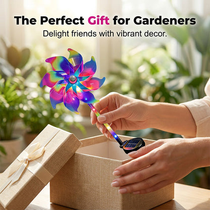 Solar Powered Rainbow Pinwheel Garden Light