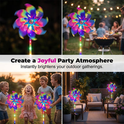 Solar Powered Rainbow Pinwheel Garden Light
