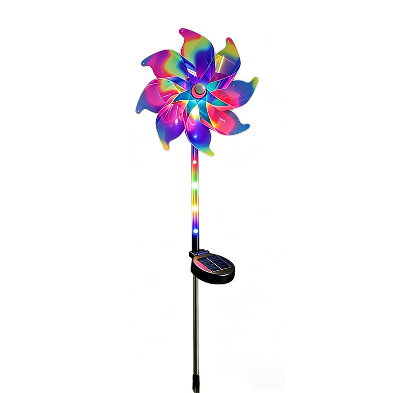 Solar Powered Rainbow Pinwheel Garden Light