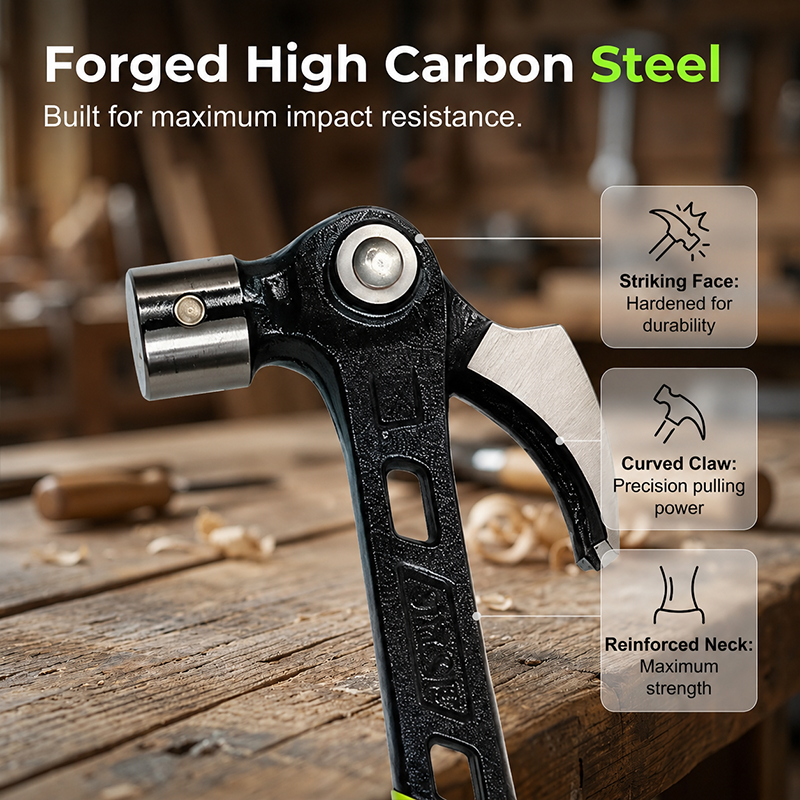 🔨🏗️Extra-sturdy Multi-purpose Claw Hammer – Professional-quality And Heat-treated – With A Non-slip Handle, Ideal For Fitting Window Frames, Demolition Work, Or DIY Projects – Durable And Well-balanced🛠️