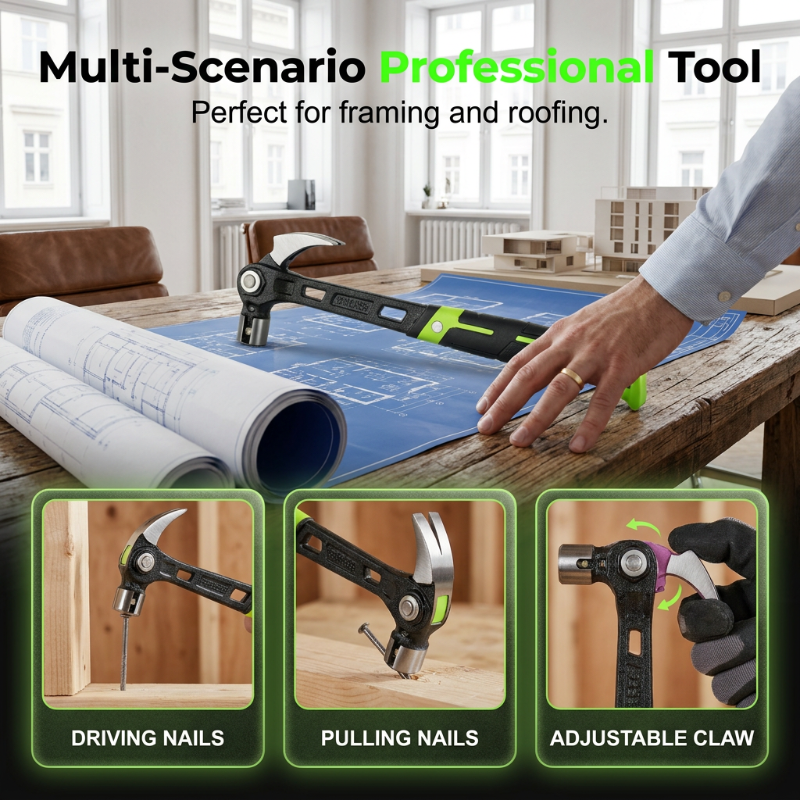 🔨🏗️Extra-sturdy Multi-purpose Claw Hammer – Professional-quality And Heat-treated – With A Non-slip Handle, Ideal For Fitting Window Frames, Demolition Work, Or DIY Projects – Durable And Well-balanced🛠️