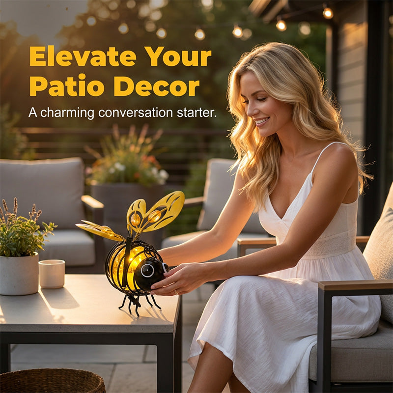 🌙 50% OFF – Solar Bee Light, Warm Amber Glow, Flicker-Free, Indoor/Outdoor