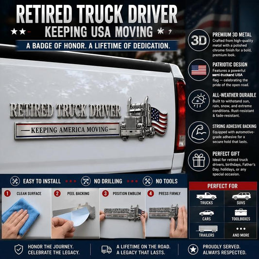 Retired Truck Driver Car Emblem Badge❤️