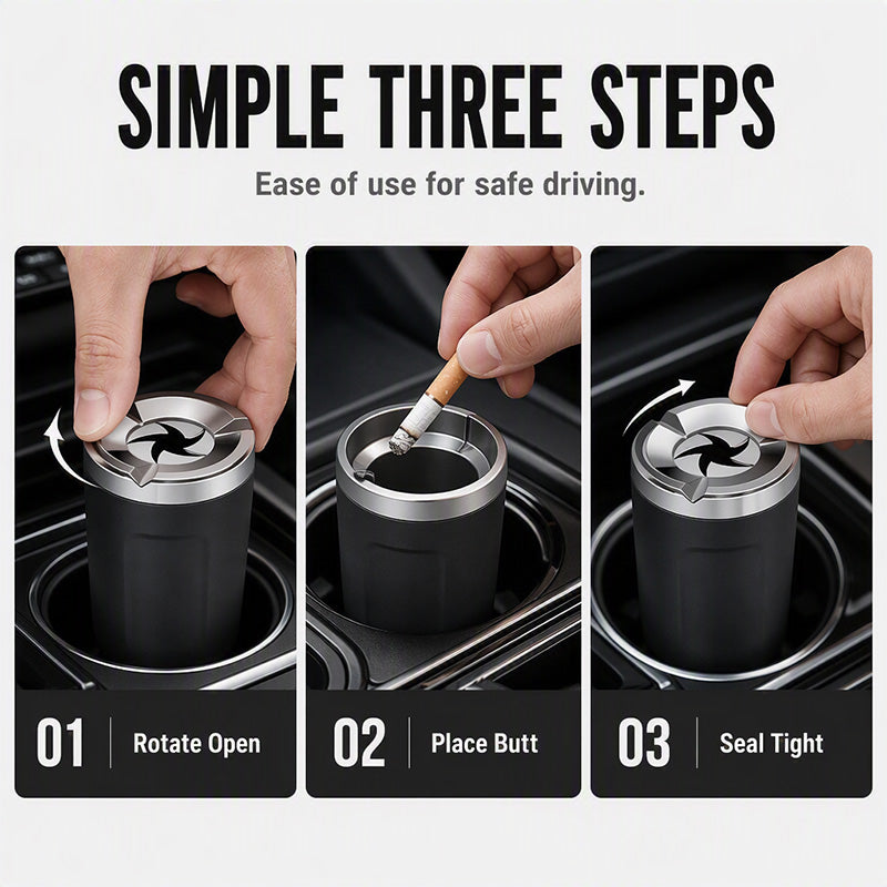 🎉 2026 Sale-Rotating Car Ashtray with Ceramic Inner Liner