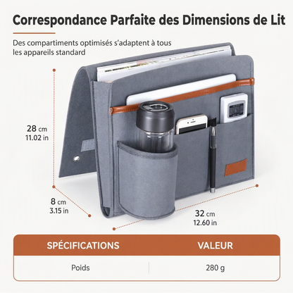 📢📢40 % DE RÉDUCTION !! ⏰Organiseur de Chevet en Feutre Minimaliste – Feutre Épais Structuré, Multi-Poches et Ancrage Stable sous Matelas
