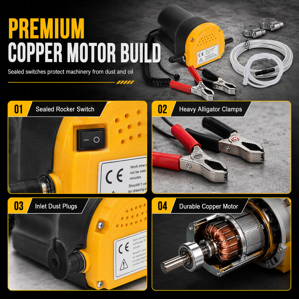 🔧 12V/24V Electric Oil Transfer Pump – Self-Priming Fluid Extractor