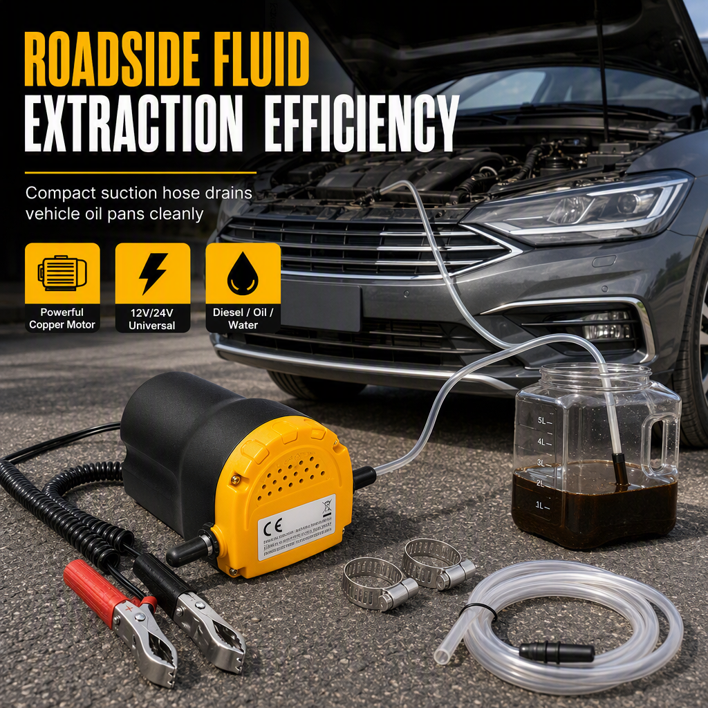 🚗 12V/24V Electric Oil Transfer Pump – Self-Priming Fluid Extractor