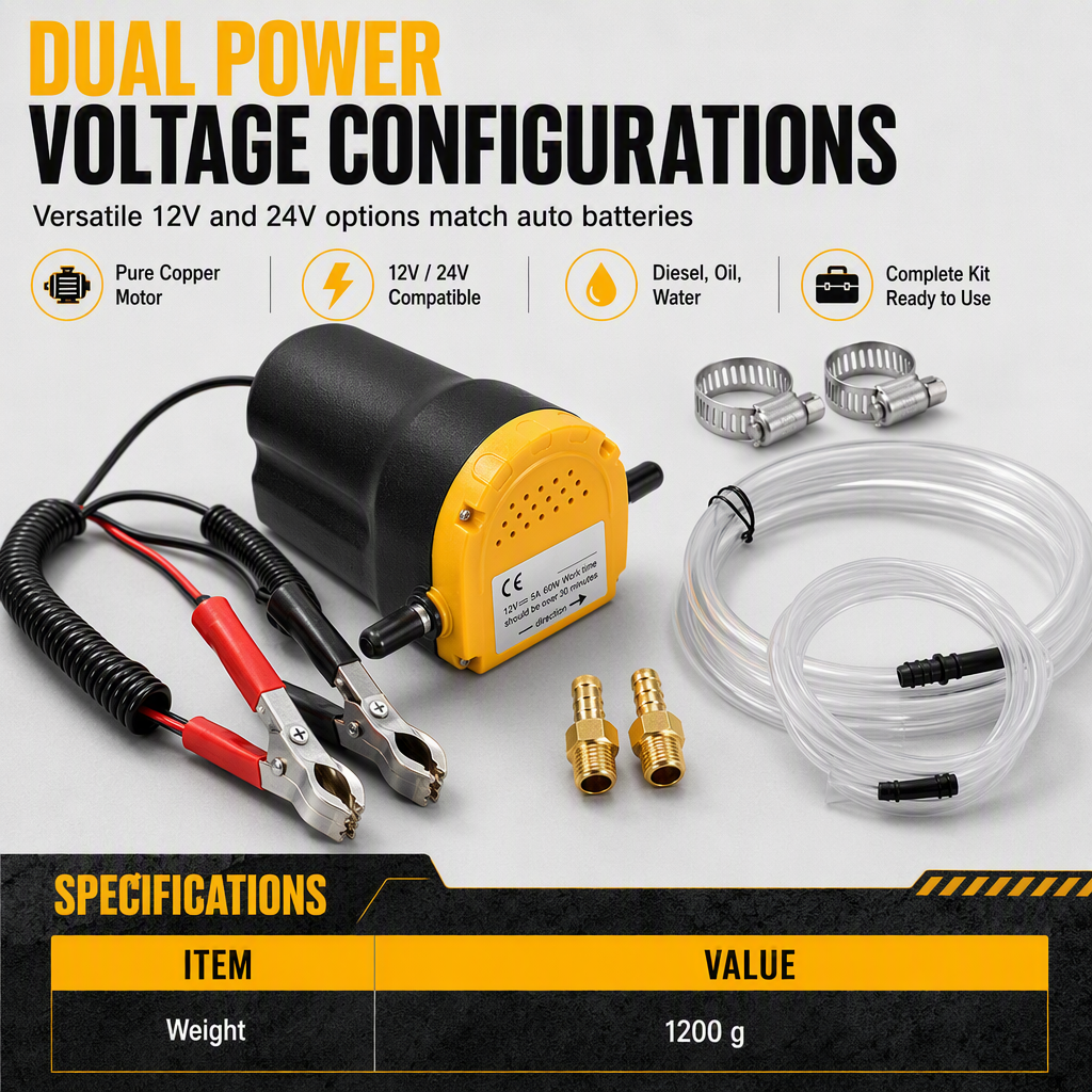 🔧 12V/24V Electric Oil Transfer Pump – Self-Priming Fluid Extractor