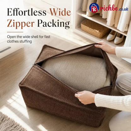 Unstuffed Square Pouf Cover | Storage Ottoman Slipcover for Living Room, Bedroom & Clothes Storage, Washable 45x45x23cm