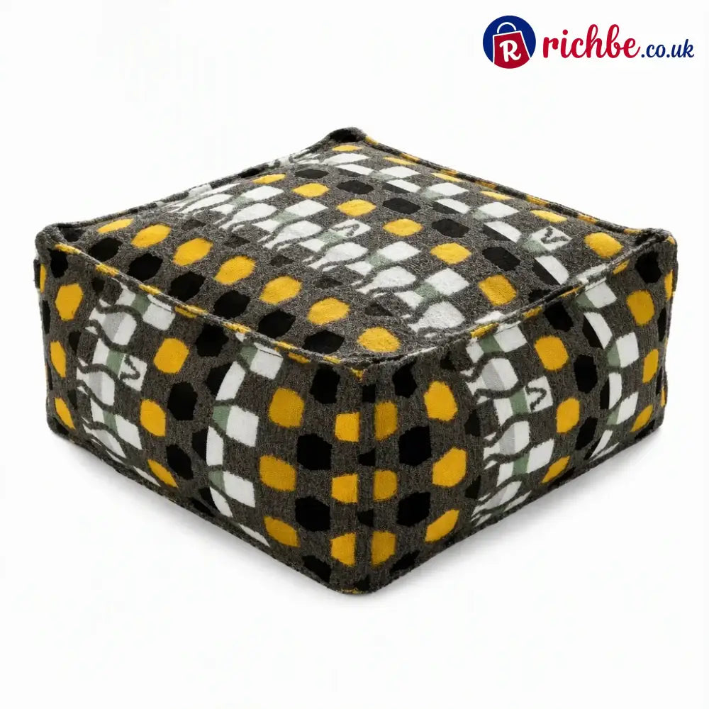 Unstuffed Square Pouf Cover | Storage Ottoman Slipcover for Living Room, Bedroom & Clothes Storage, Washable 45x45x23cm