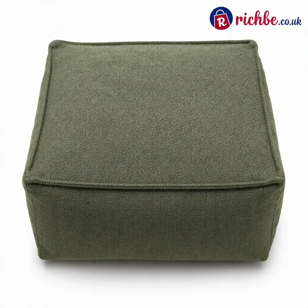 Unstuffed Square Pouf Cover | Storage Ottoman Slipcover for Living Room, Bedroom & Clothes Storage, Washable 45x45x23cm