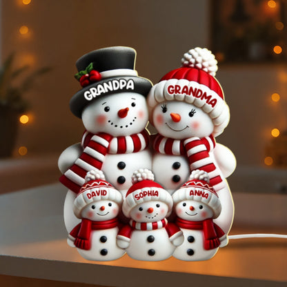 Snowman Family Light Box - Christmas Decor For Family, Grandma, Grandpa
